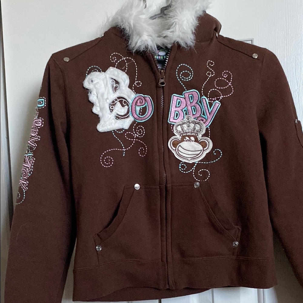 bobby jack zip up hoodie fur hood